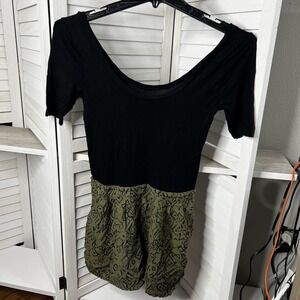 OBEY Women's Romper Shorts Black & Olive Green‎ Size 28